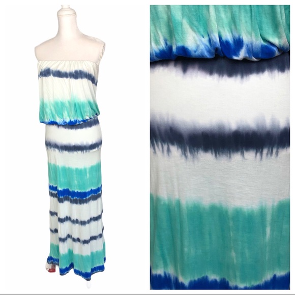 Young Fabulous & Broke Dresses & Skirts - Young Fabulous Broke tie-dye blue green maxi dress